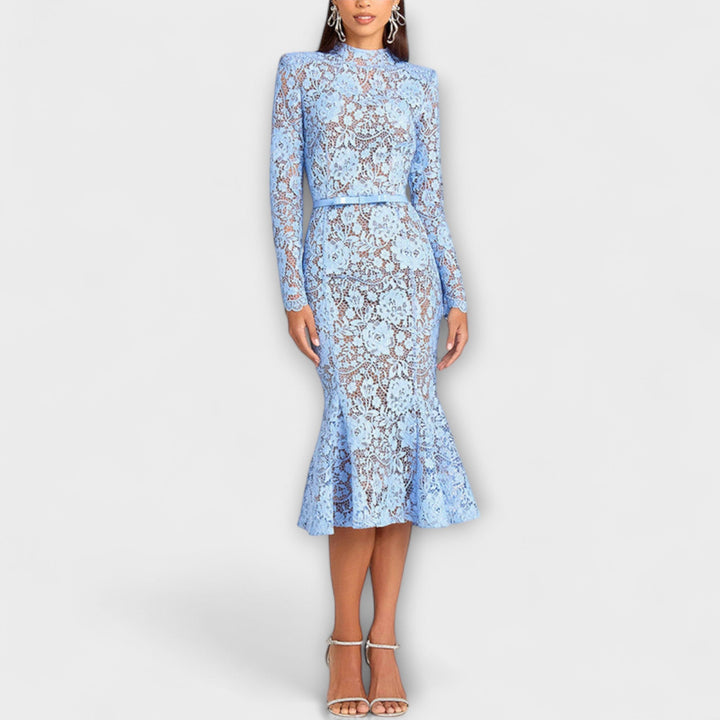 Freya - Elegantní midi šaty z květinové krajky