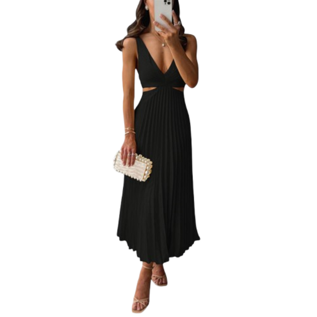 Elegantní midi plisované večerní šaty