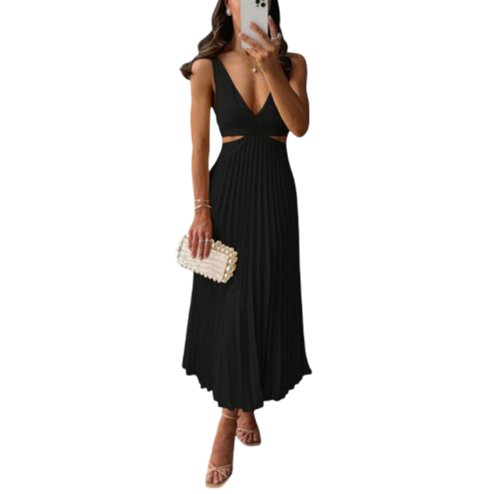 Elegantní midi plisované večerní šaty