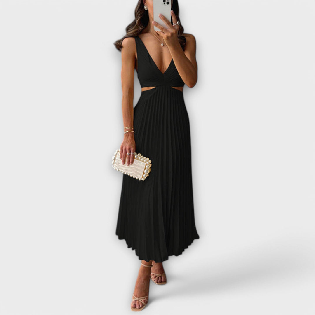 Elegantní midi plisované večerní šaty