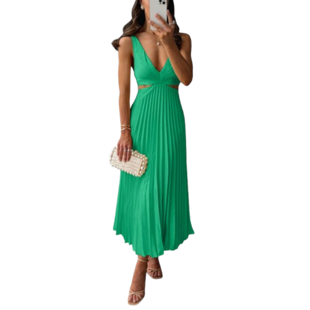 Elegantní midi plisované večerní šaty