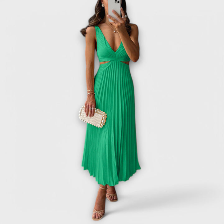 Elegantní midi plisované večerní šaty