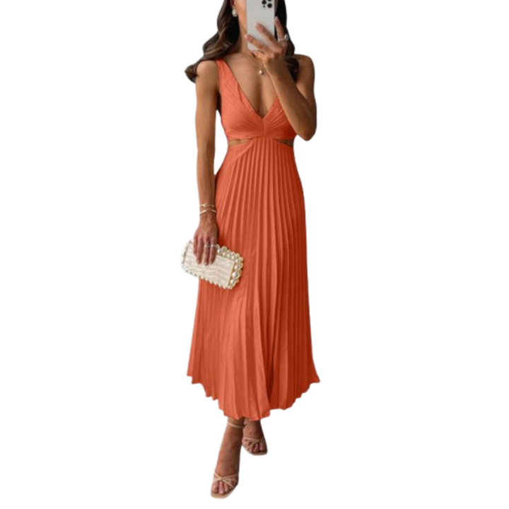 Elegantní midi plisované večerní šaty