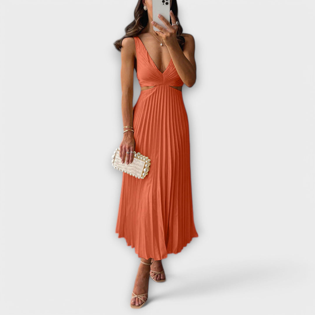 Elegantní midi plisované večerní šaty