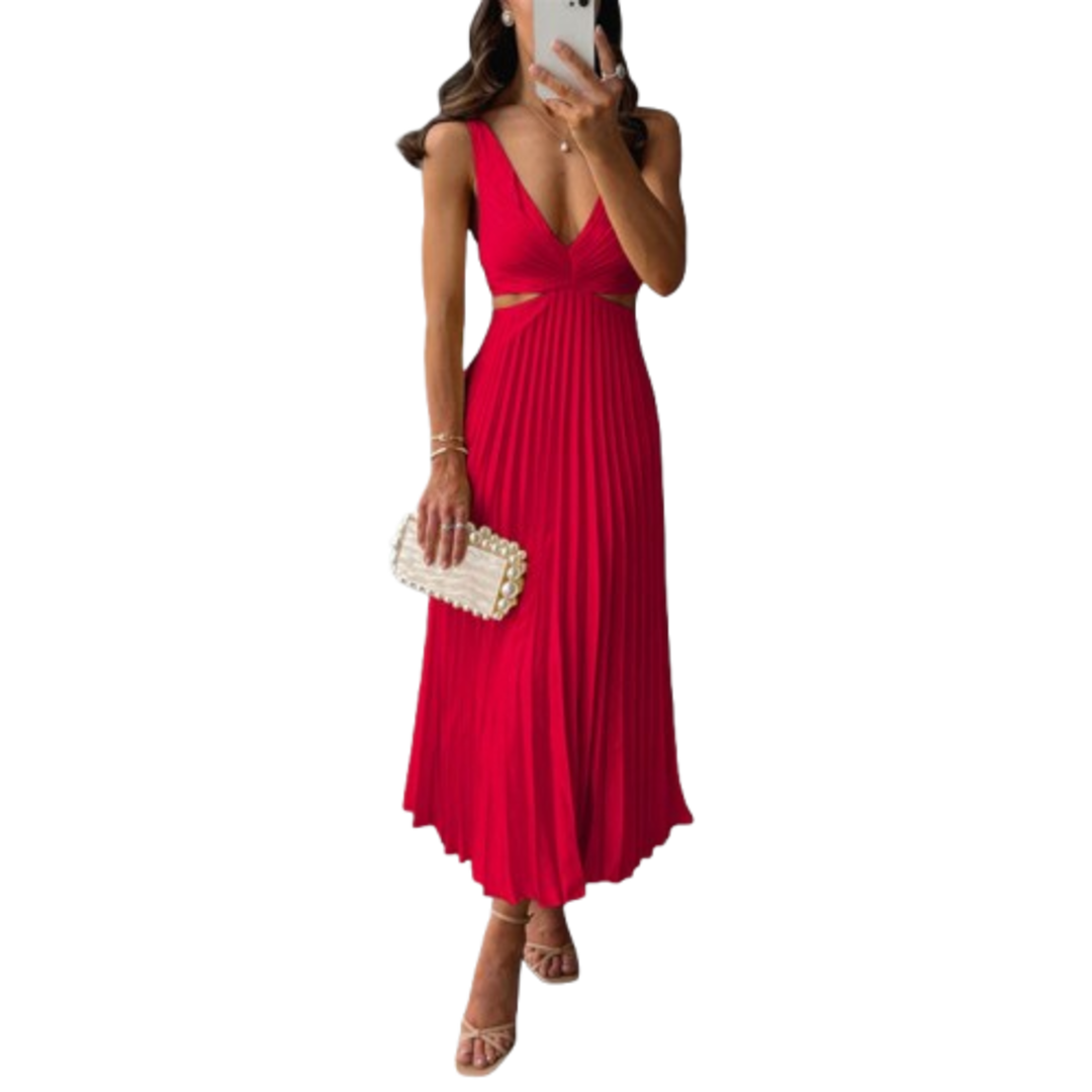 Elegantní midi plisované večerní šaty