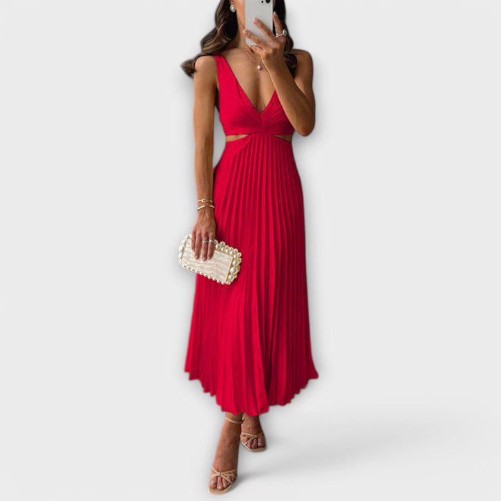 Elegantní midi plisované večerní šaty