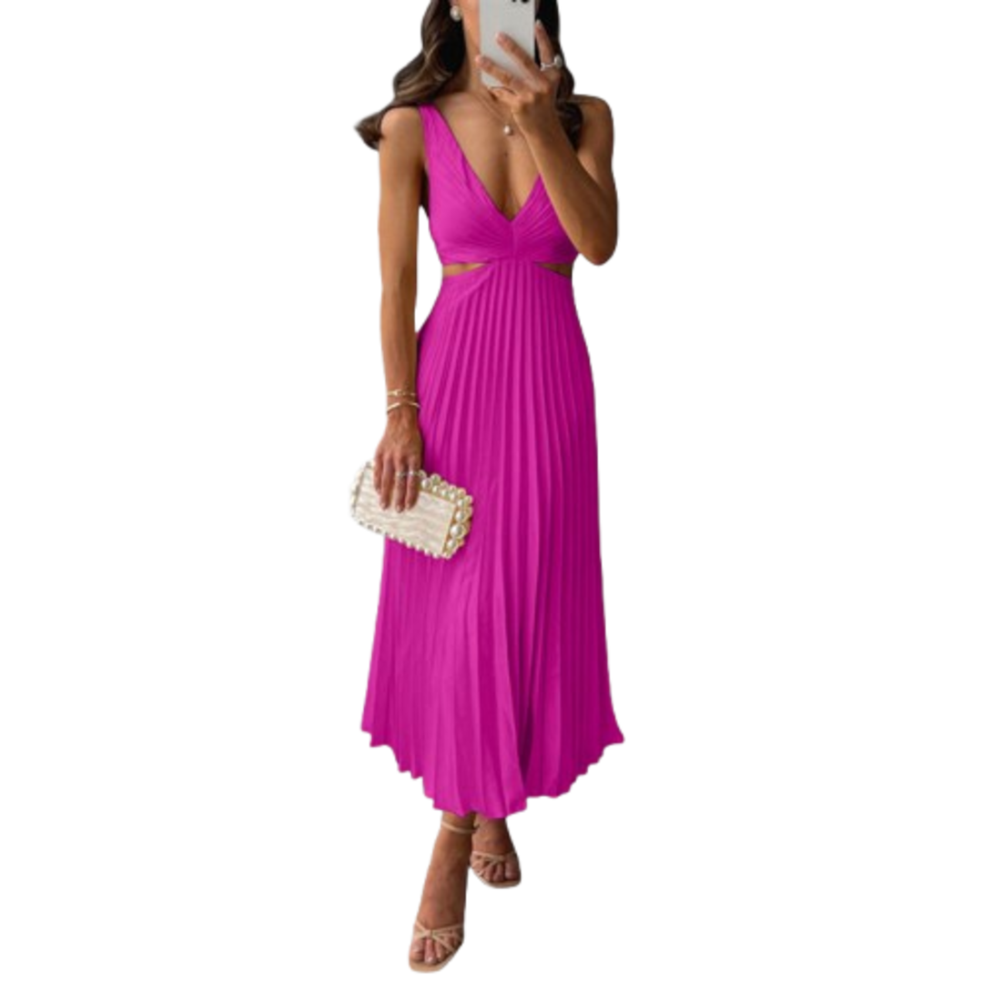 Elegantní midi plisované večerní šaty