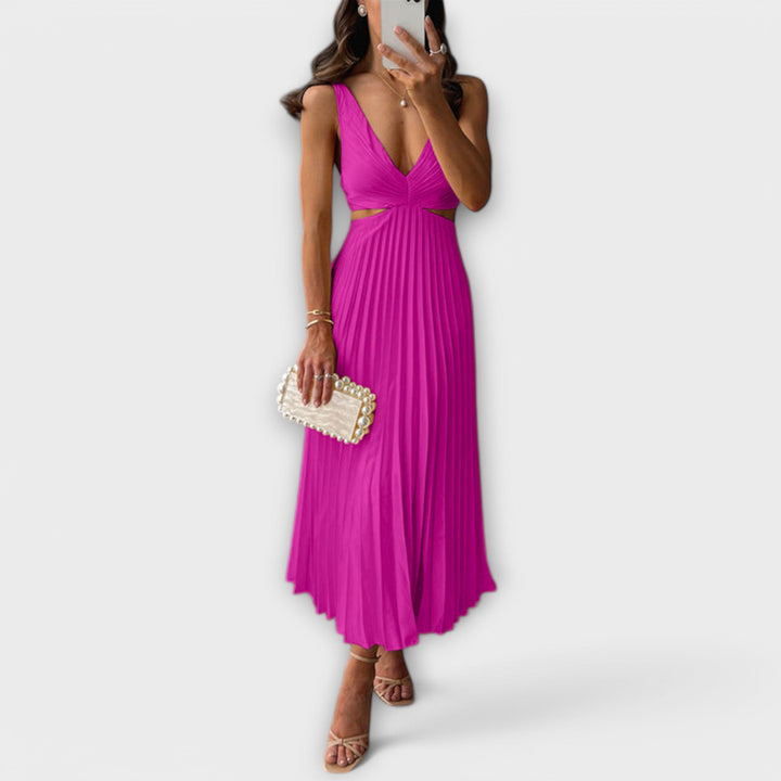 Elegantní midi plisované večerní šaty