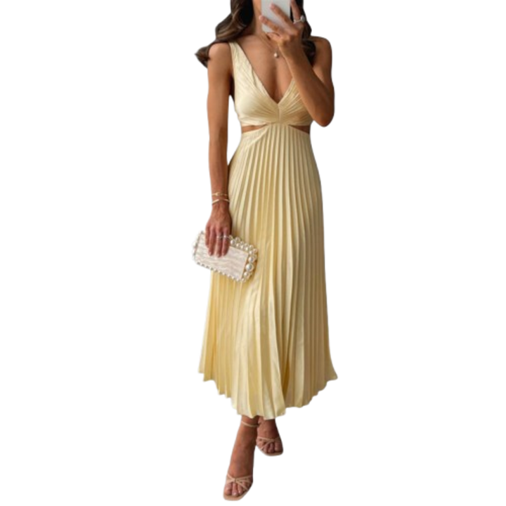 Elegantní midi plisované večerní šaty