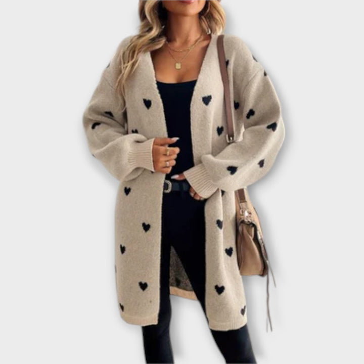 Julia – Dámský cardigan se vzorem srdíček