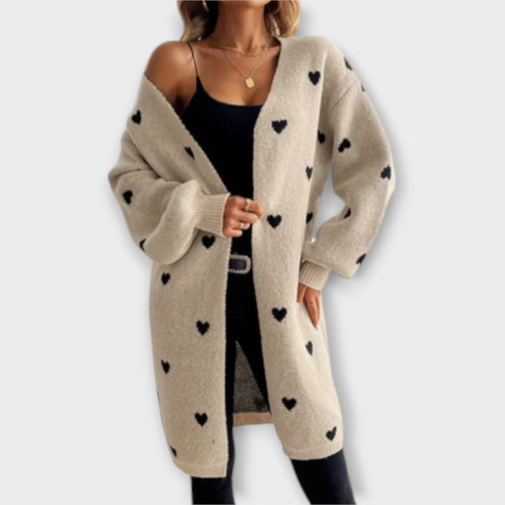 Julia – Dámský cardigan se vzorem srdíček