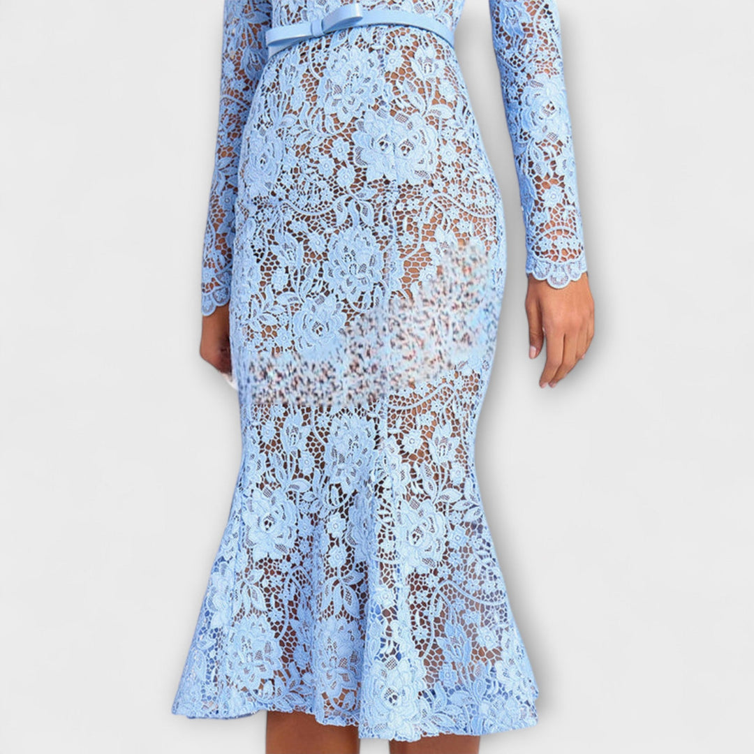 Freya - Elegantní midi šaty z květinové krajky