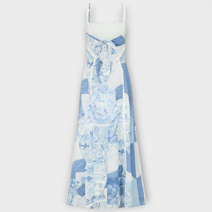 Terazza Ric Rac - Slip flared maxi šaty z lněné směsi