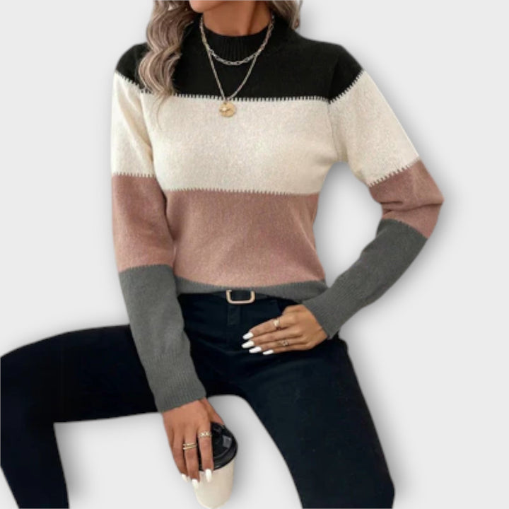 Elina – Ležérní a elegantní dámský svetr s proužky