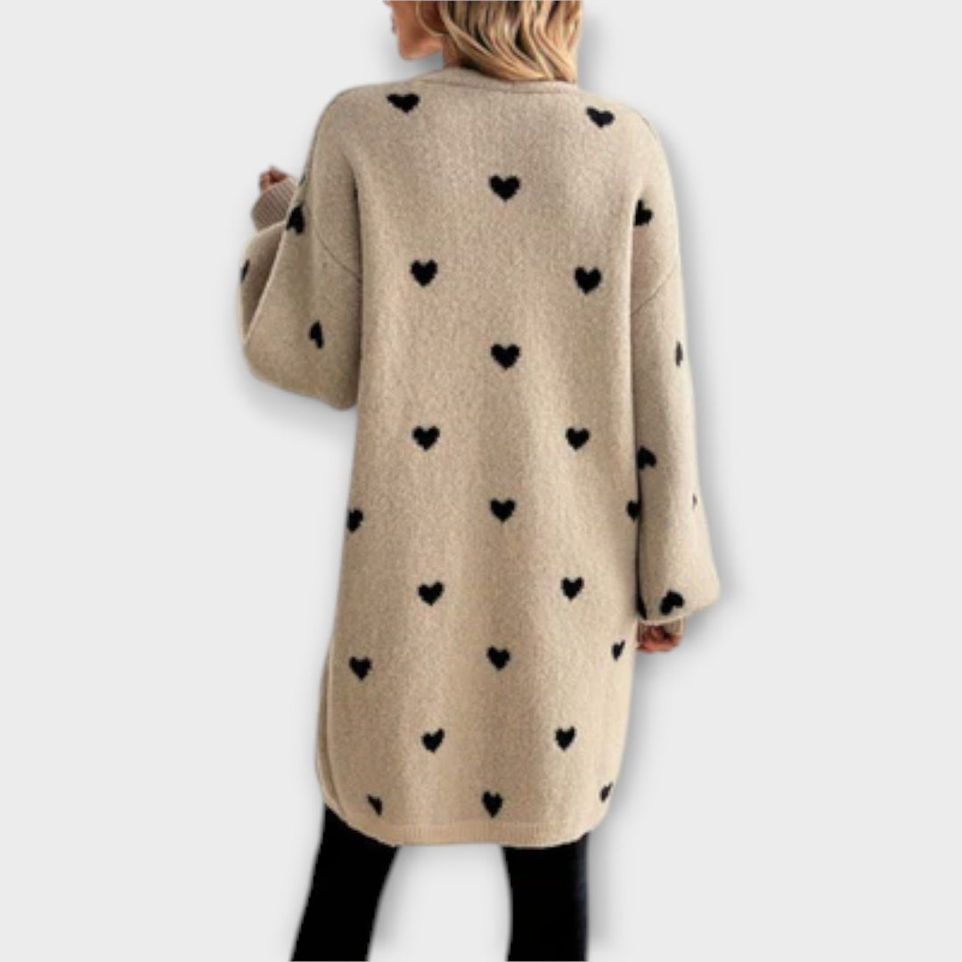 Julia – Dámský cardigan se vzorem srdíček