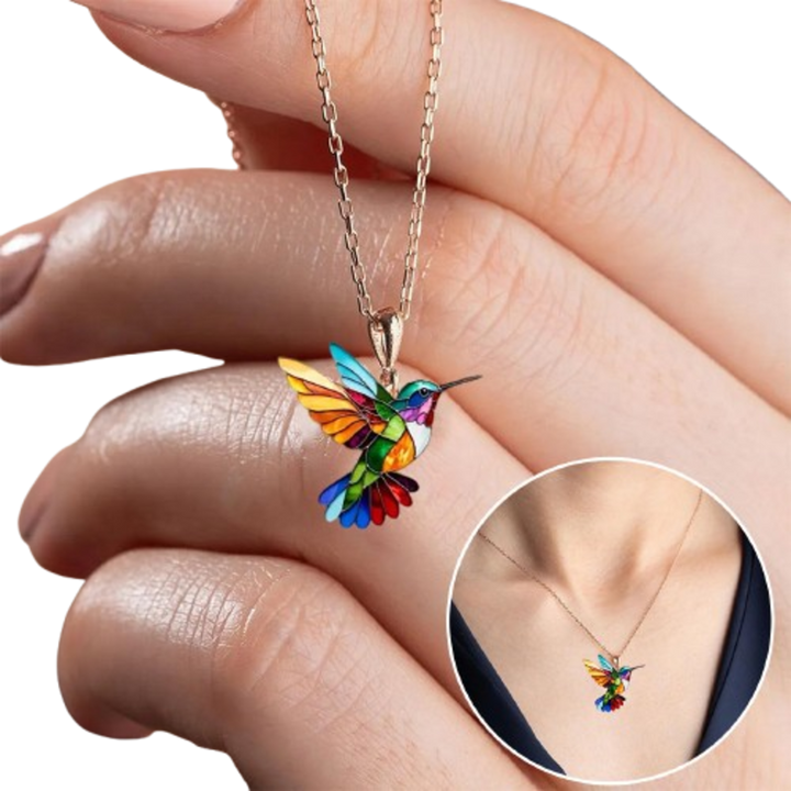 Vícebarevný náhrdelník Kolibri - Pro milovníky ptáků a šperků