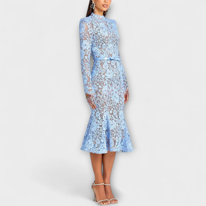 Freya - Elegantní midi šaty z květinové krajky