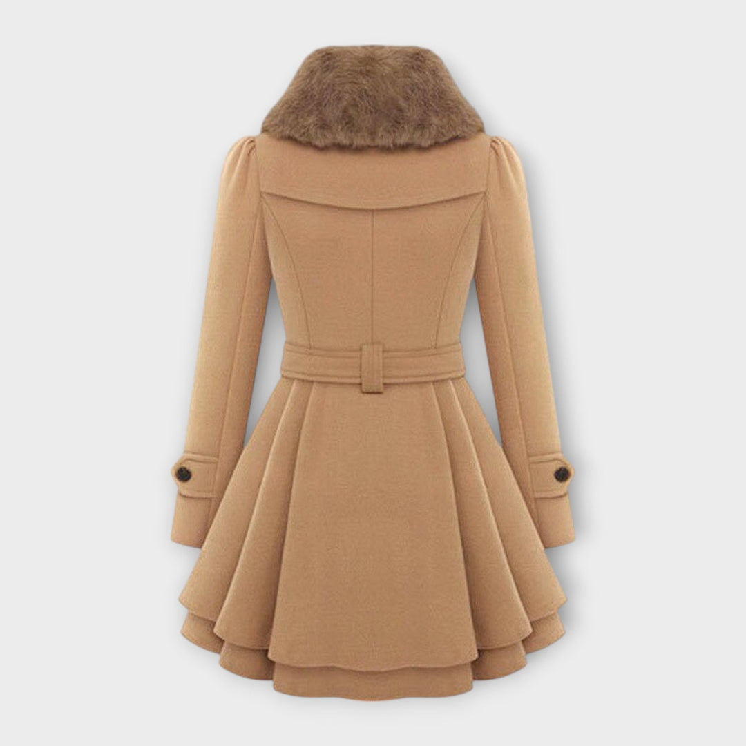 Emma – Elegantní kabát s umělým kožešinovým límcem