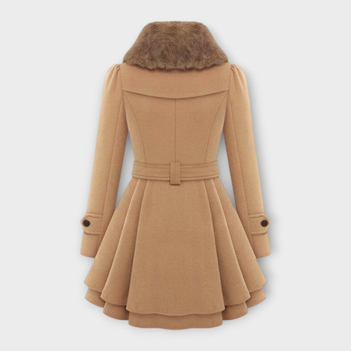 Emma – Elegantní kabát s umělým kožešinovým límcem