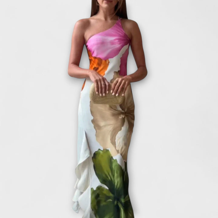 De Sapphire - Elegantní patchwork maxi šaty