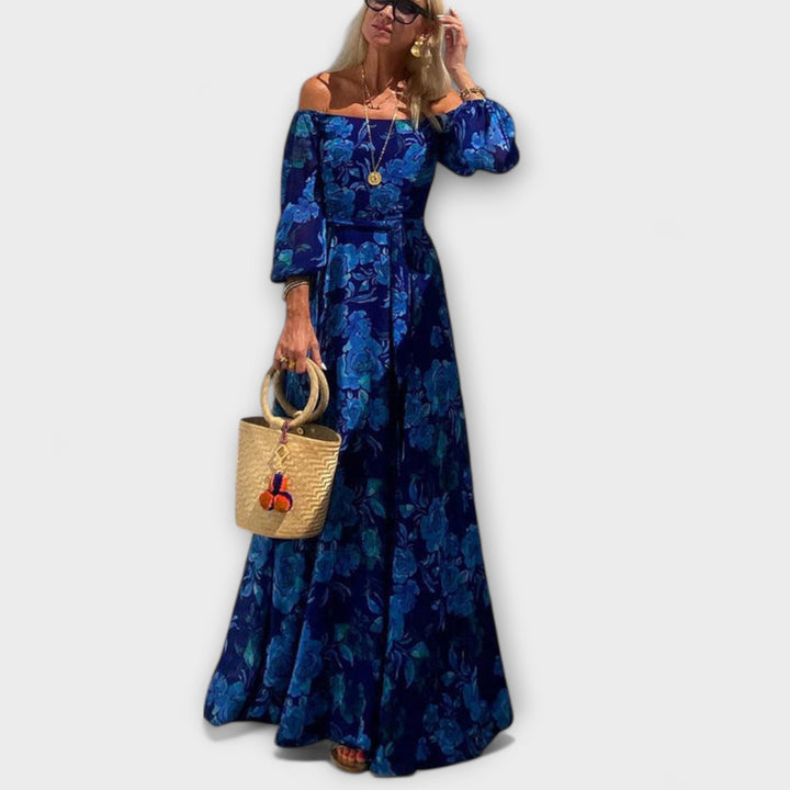 Juniper- Květinové off-shoulder maxisaty s nabíráním – ideální na dovolenou