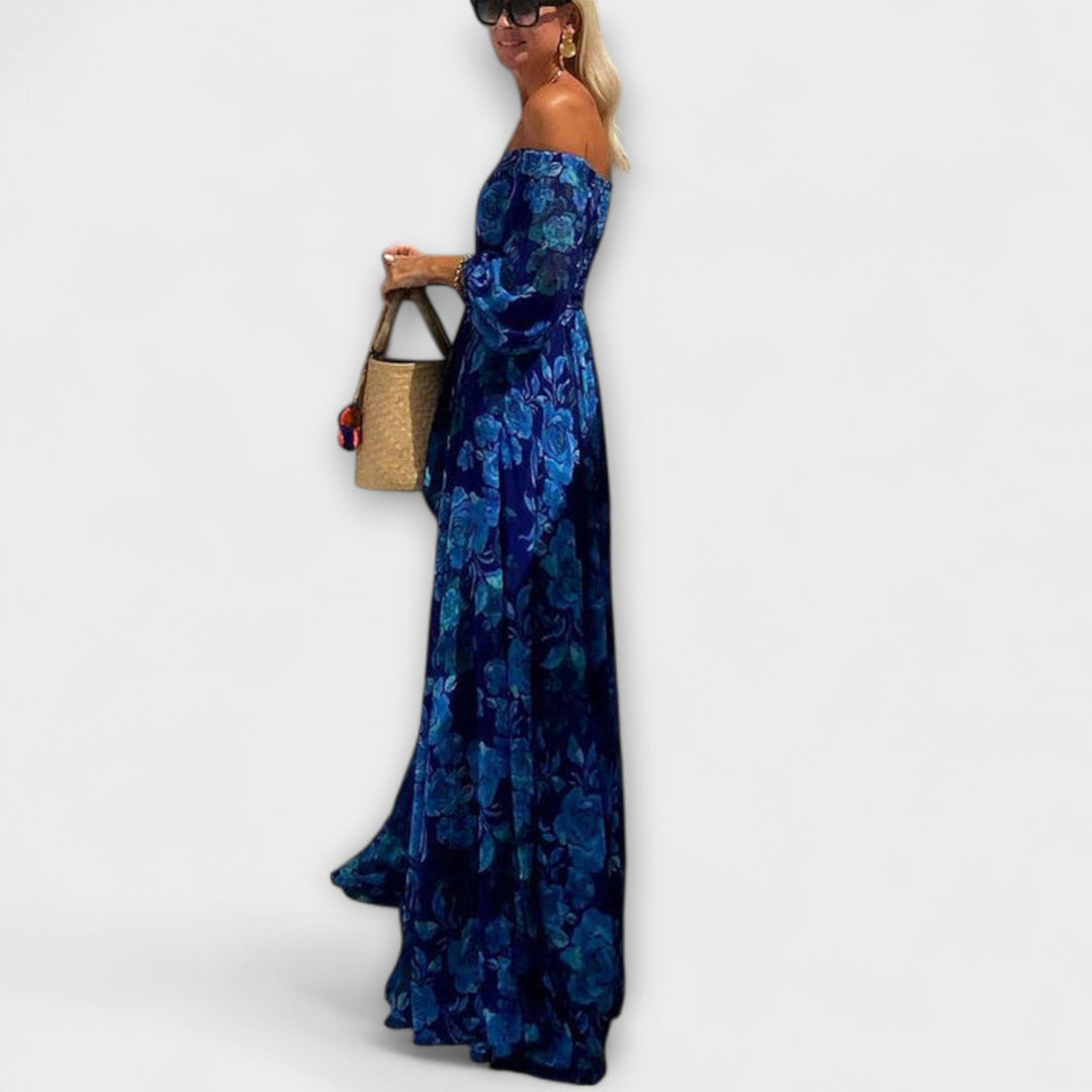 Juniper- Květinové off-shoulder maxisaty s nabíráním – ideální na dovolenou