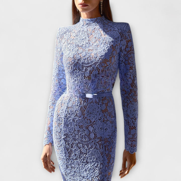 Freya - Elegantní midi šaty z květinové krajky